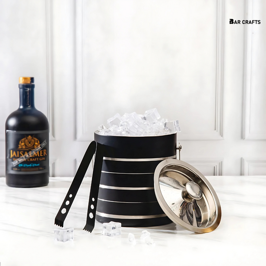 Silver Strip Black Ice Bucket