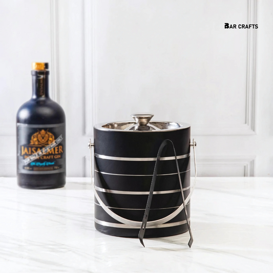 Silver Strip Black Ice Bucket