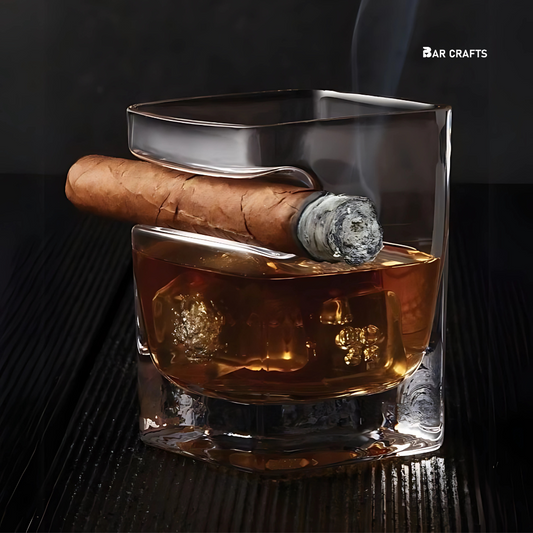 The Cigar Holding Whiskey Glass